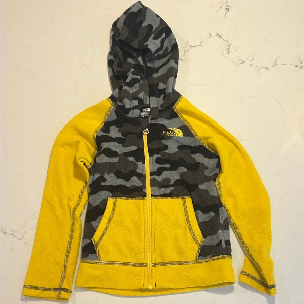 The North Face Kids Yellow and Black Camo Hoodie